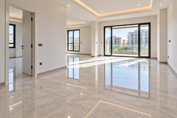Tadilat sonrası tozlu salon, temizlik sonrası