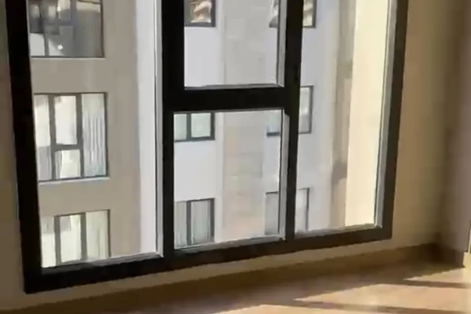 Diyarbakır'da yüksek katlı sitede temizlenmiş geniş siyah doğramalı pencere